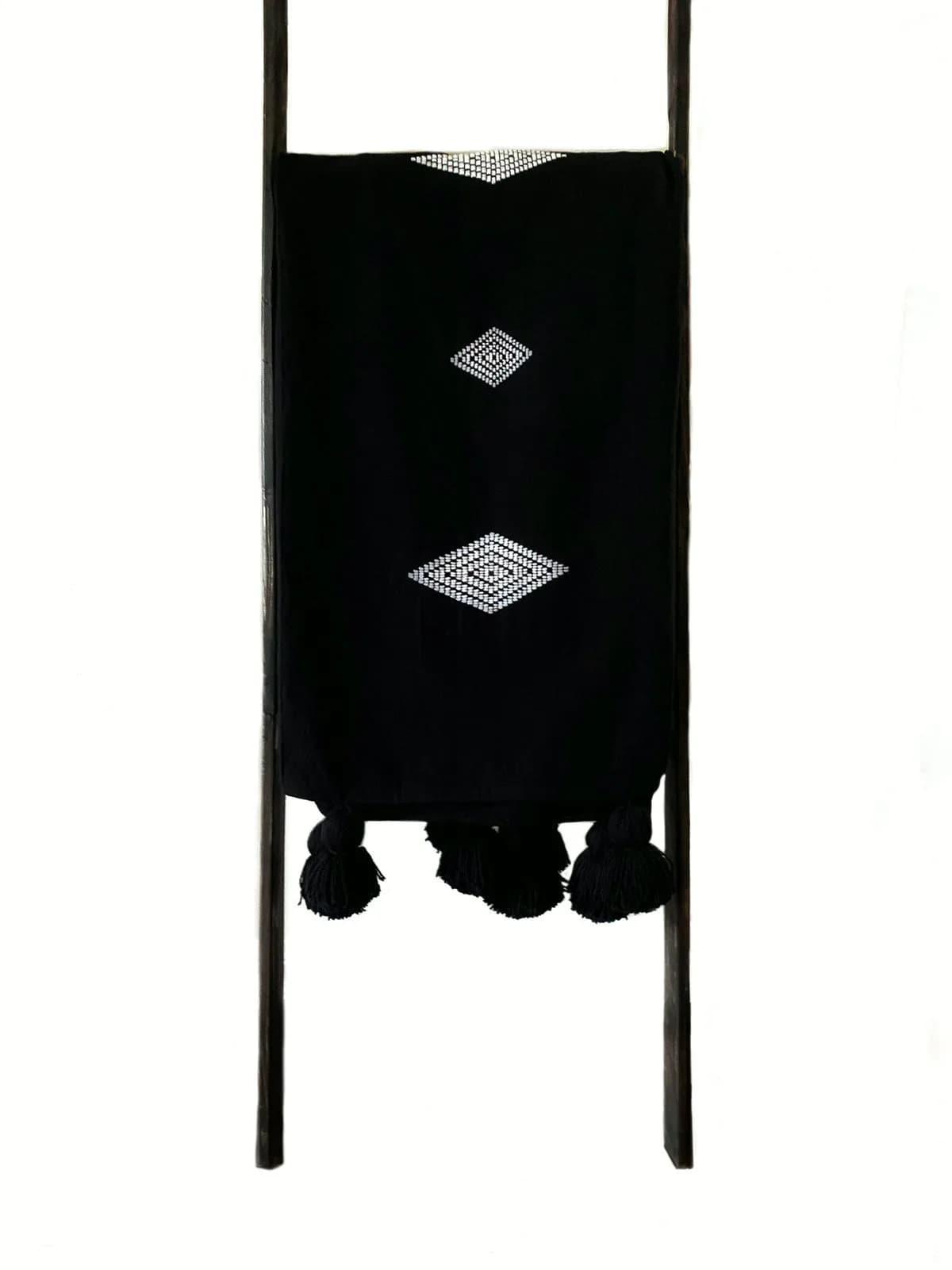 Inés Charcoal Embroidery Maxi Throw Blanket